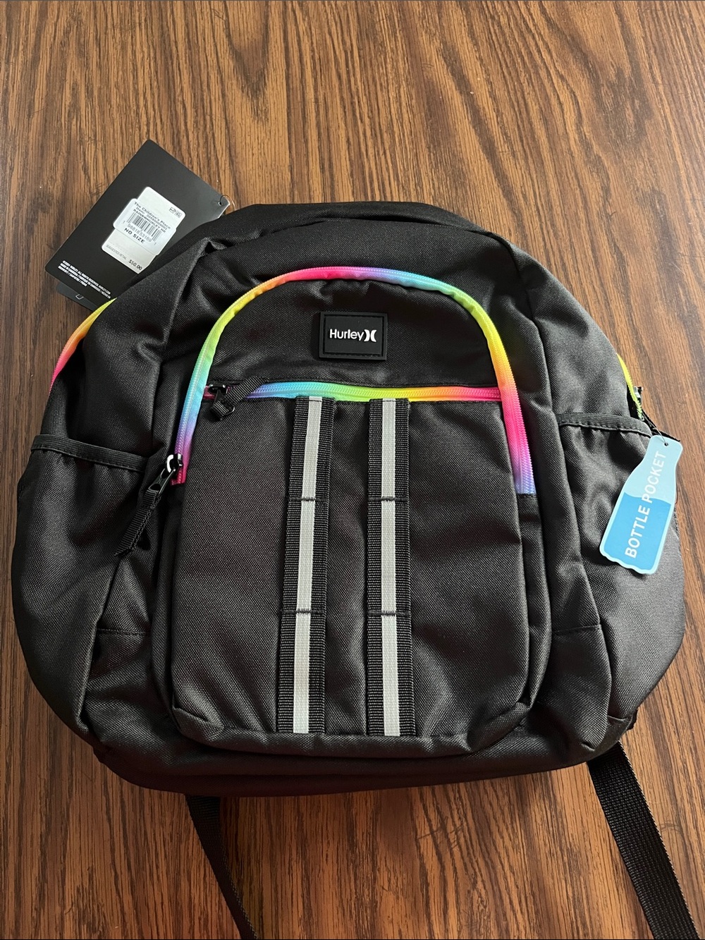 Hurley Black Backpack with Rainbow Accent Trim